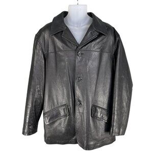 G&F Men L Black 100% Soft Leather Jacket Thermolite Plus Insulation Quiet Luxury